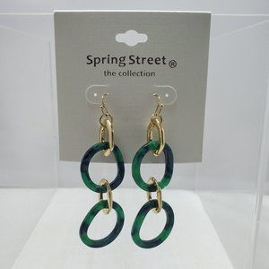 Nordstrom chain link fishhook drop earring green and gold